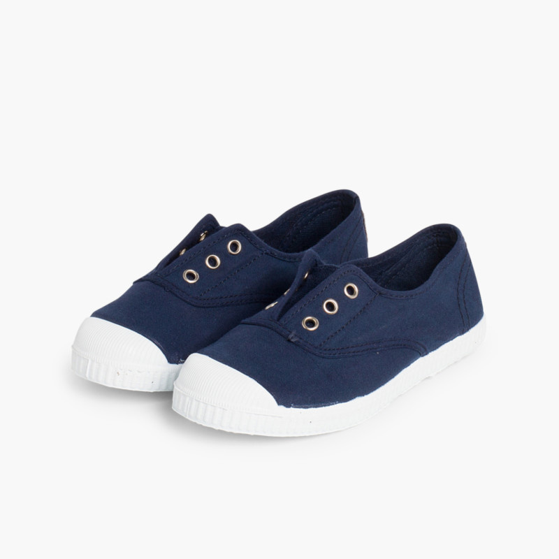 zapatillas lona punta goma azul marino