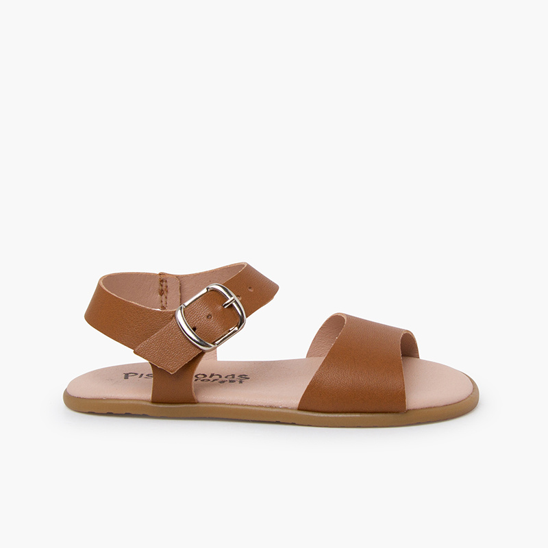 sandalias barefoot hebilla cuero
