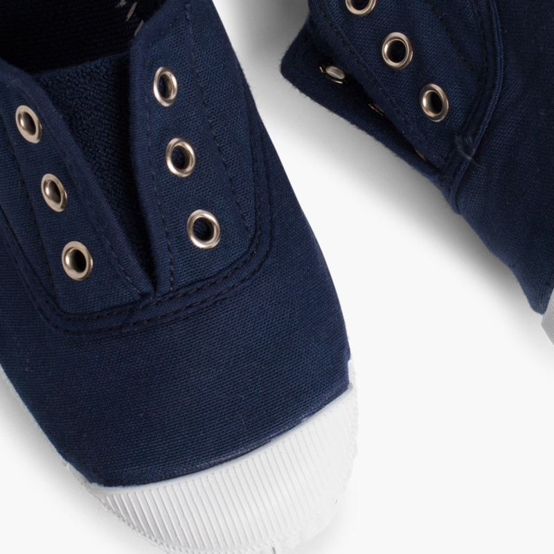 zapatillas lona punta goma azul marino