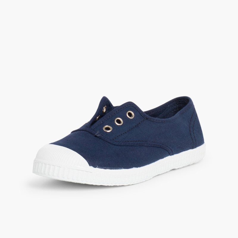 zapatillas lona punta goma azul marino