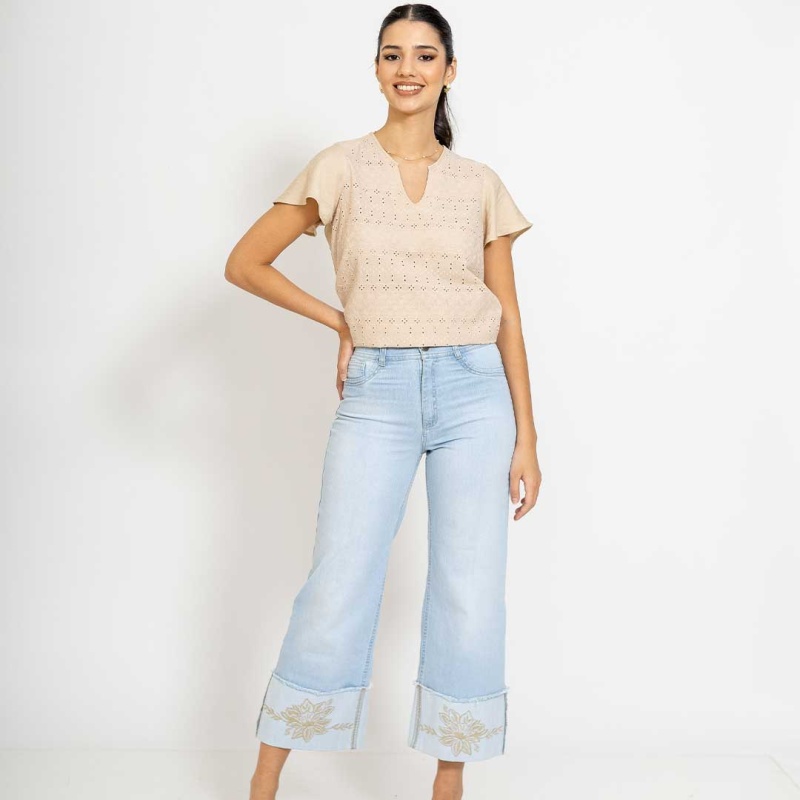 Pantalon Folded Wide Leg Jeans Cod.1240434