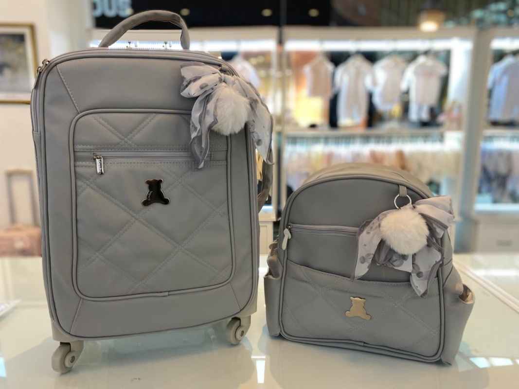 carry on urso cuna cinza