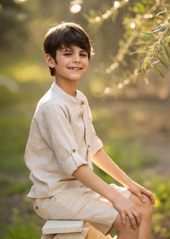 camisa de gasa manga beige