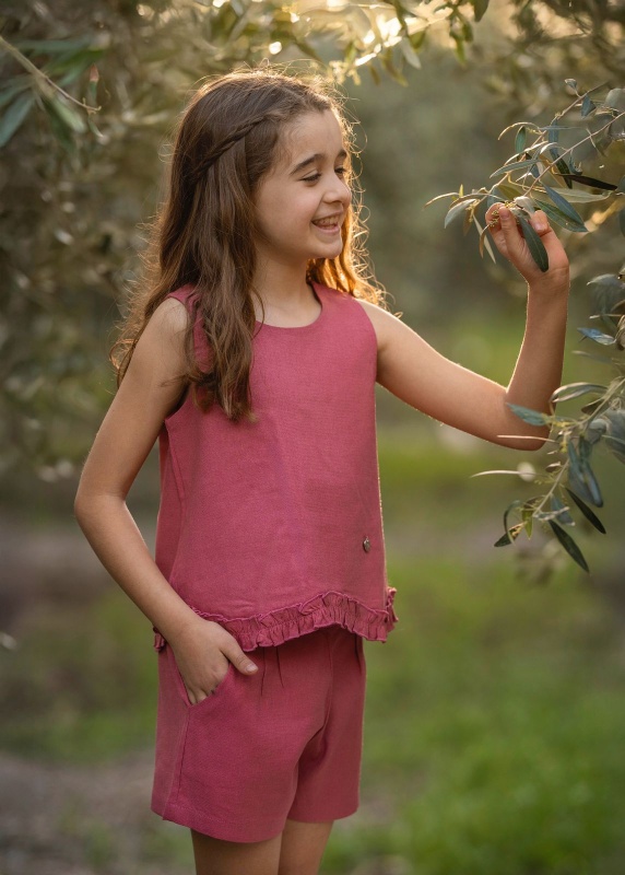 short de lino rustico azalea