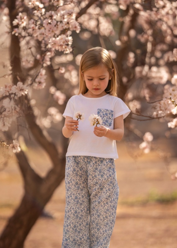 remera con bolsillito de liberty garden blue