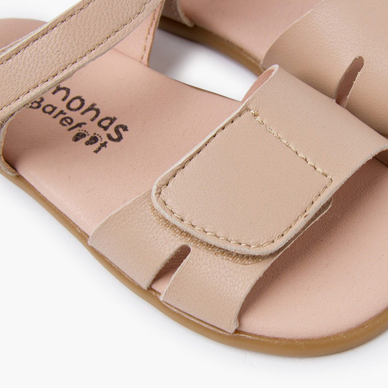 sandalias barefoot piel adherente beige
