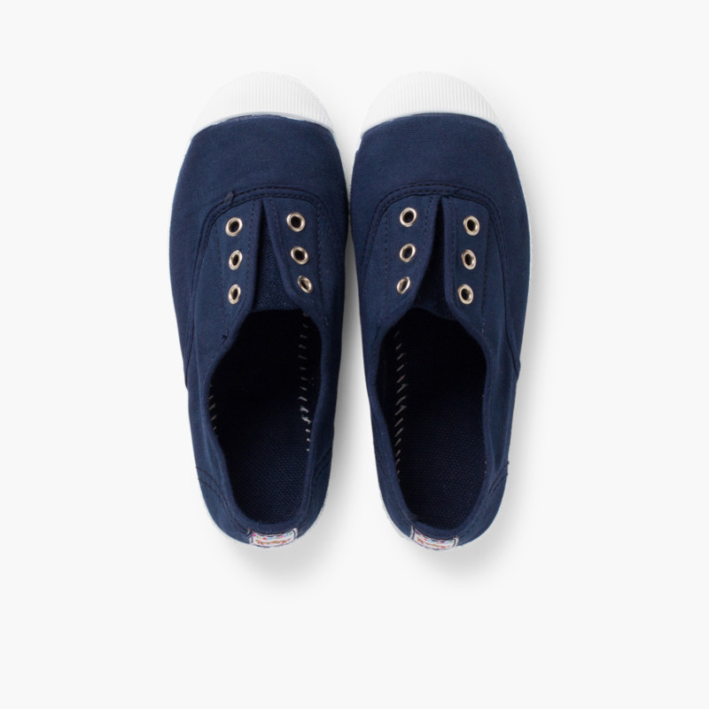 zapatillas lona punta goma azul marino