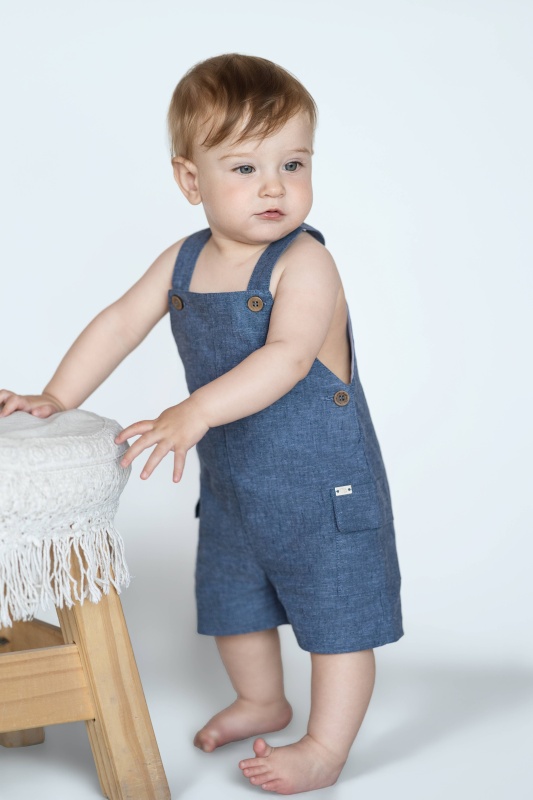 jardinero de lino con bolsillo martino