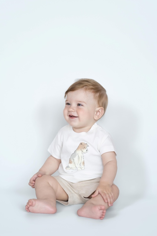 conjunto de remera estampada con short de lino