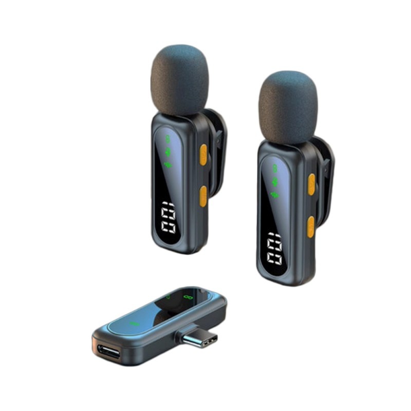 Micrófono solapero inalámbrico doble con conexión USB tipo C EP-M095