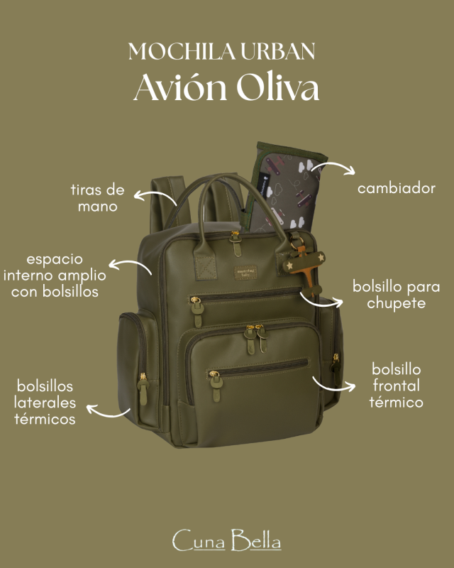 mochila urban avion oliva