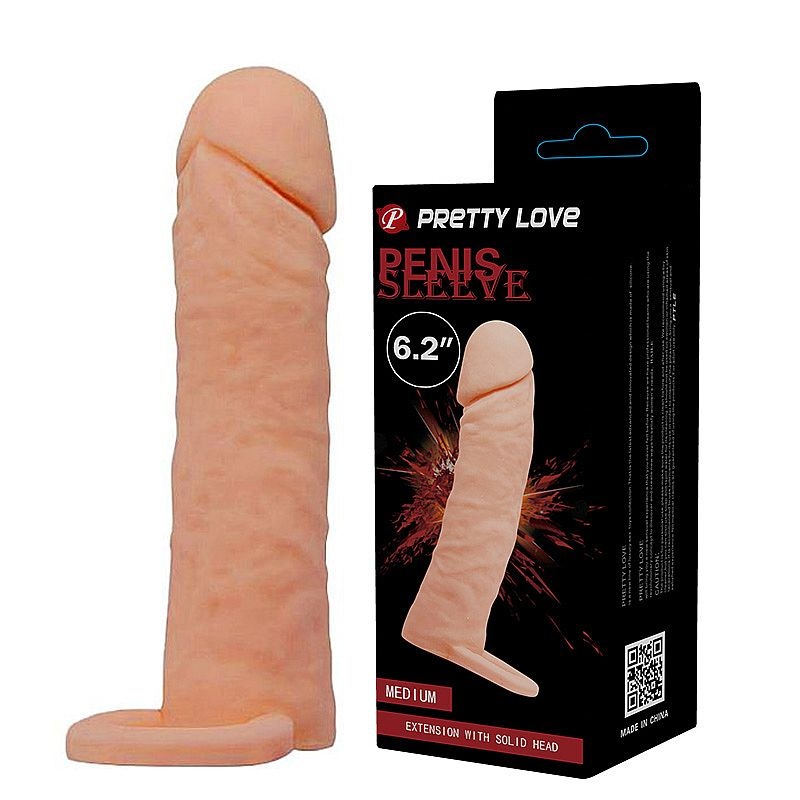 FUNDA PARA PENE CON ANILLO ESCROTAL EN CYBERSKIN  16X4CM - PRETTY LOVE