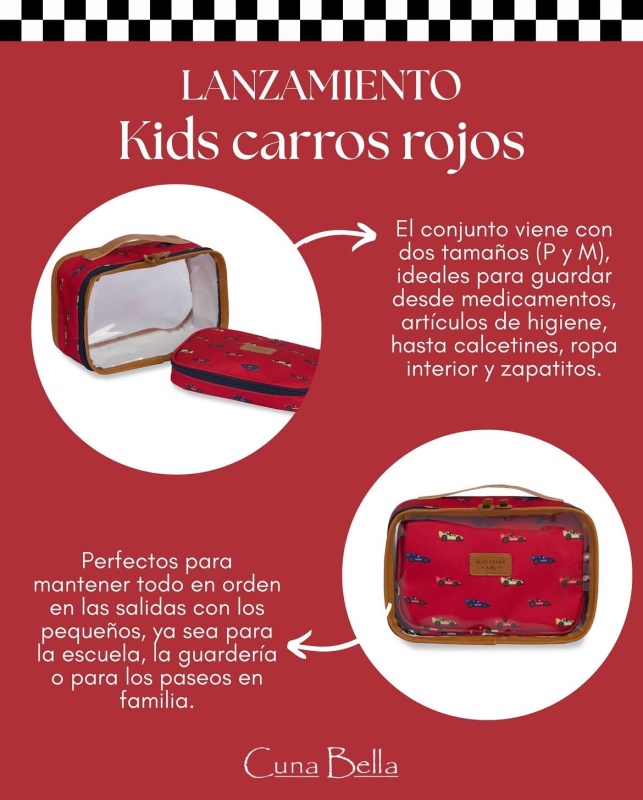 neceser kids carros rojo