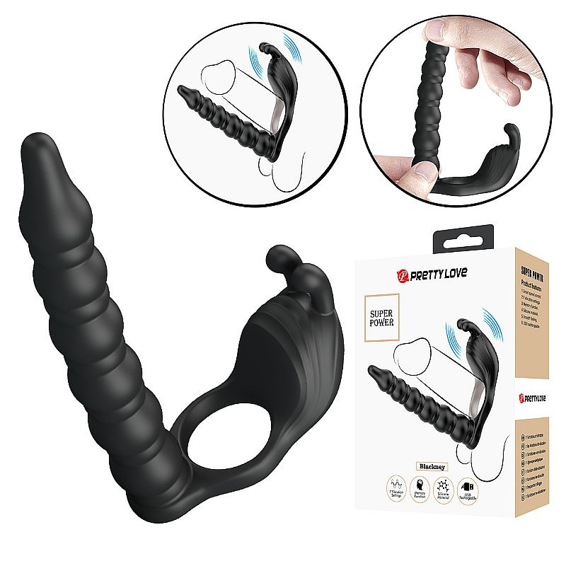 ANILLO COMPAÑERO ESCALONADO CON  VIBRADOR Y ESTIMULADOR DE CLITORIS- BLACKNEY - PRETTY LOVE