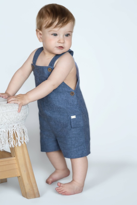 jardinero de lino con bolsillo martino