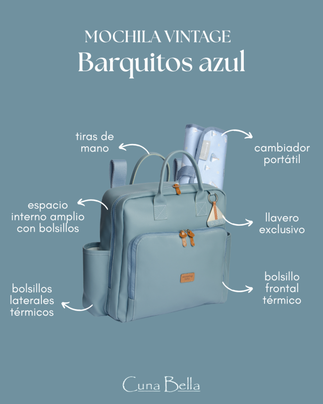mochila vintage azul