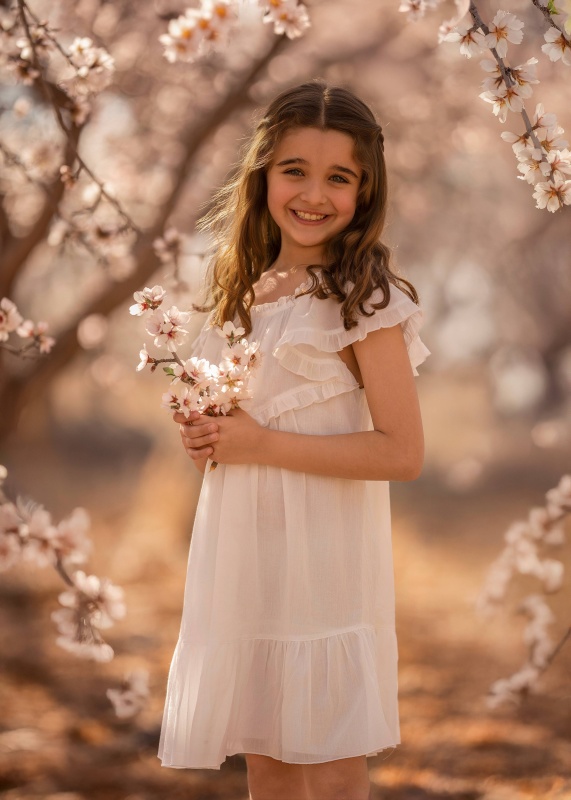 vestido de voile combinado con volados giada