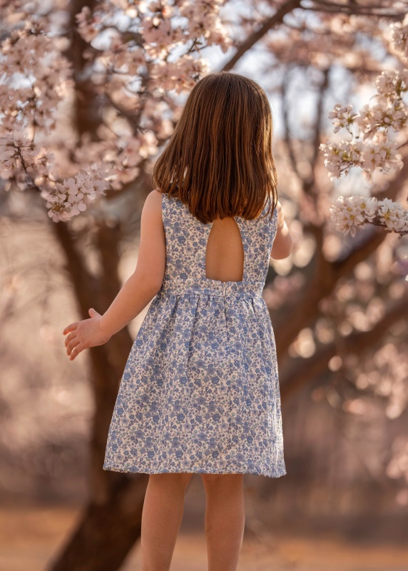 vestido en gasa estamp liberty garden blue