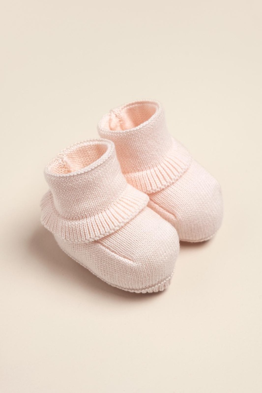 escarpines de algodón con volado rosa