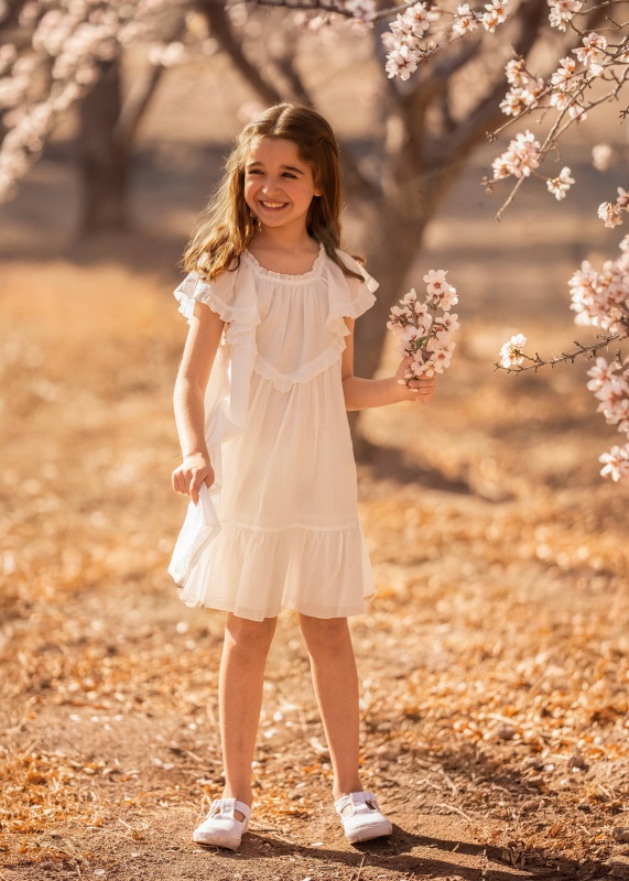 vestido de voile combinado con volados giada