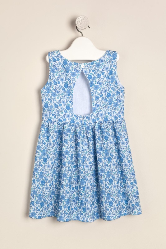 vestido en gasa estamp liberty garden blue