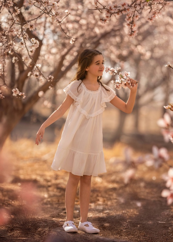 vestido de voile combinado con volados giada