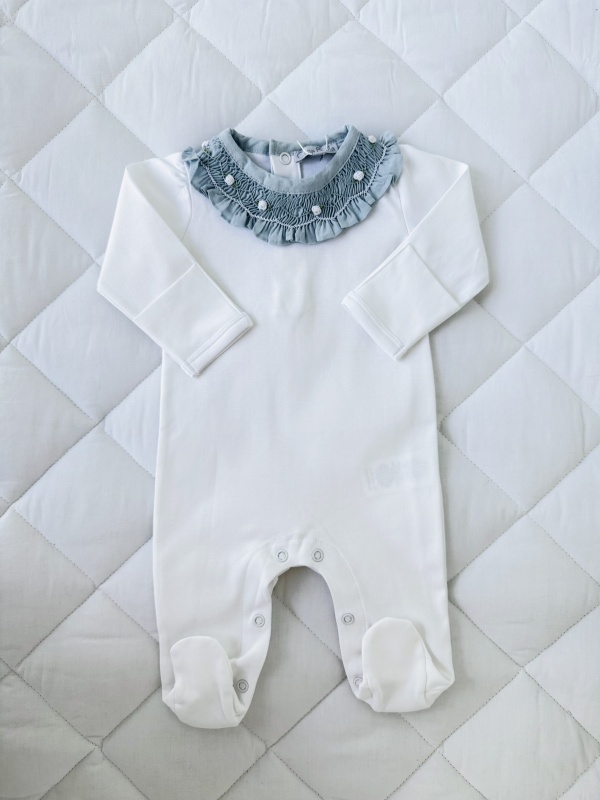 enterito cuello smock volado celeste