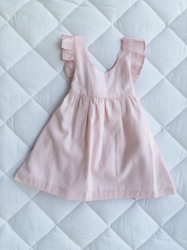 vestido espalda cruzada rosa