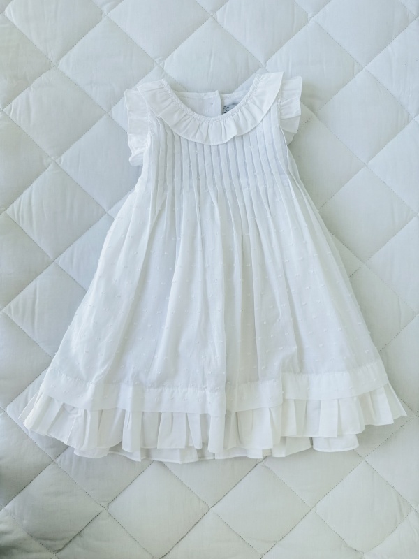 vestido con pliegues plumeti blanco