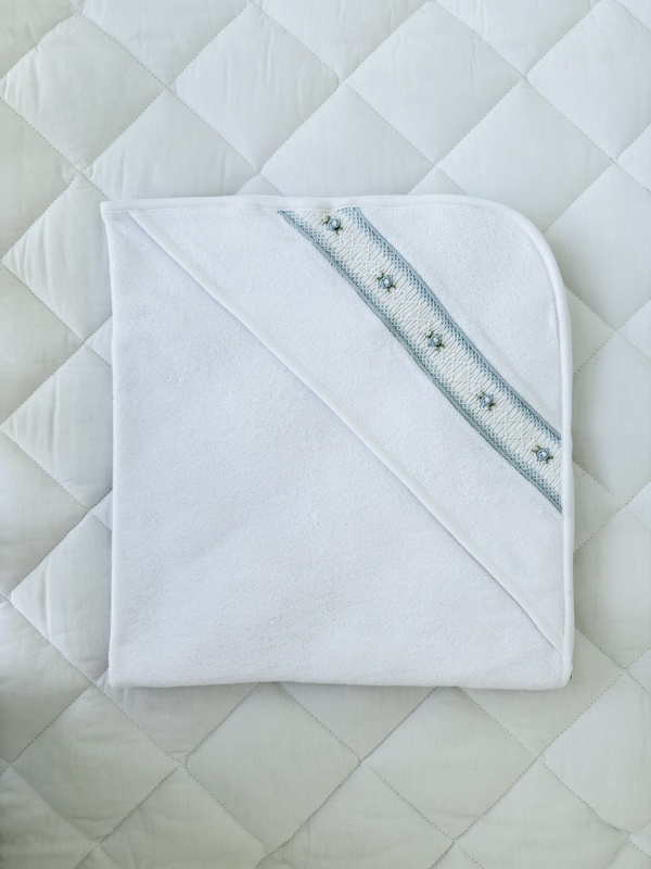 toalla flores smock celeste