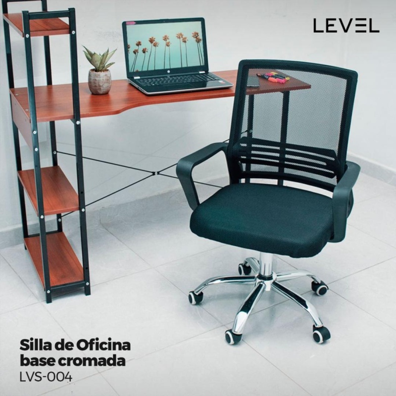 SILLA DE OFICINA BASE CROMADA