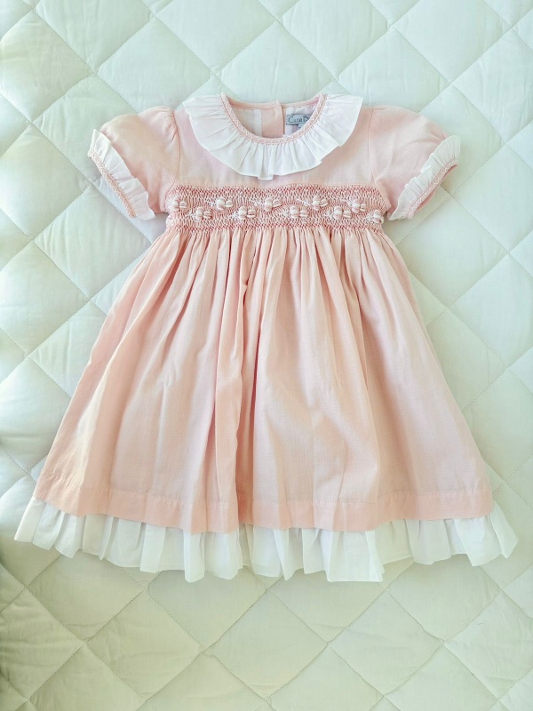 vestido smock mc lino rosa