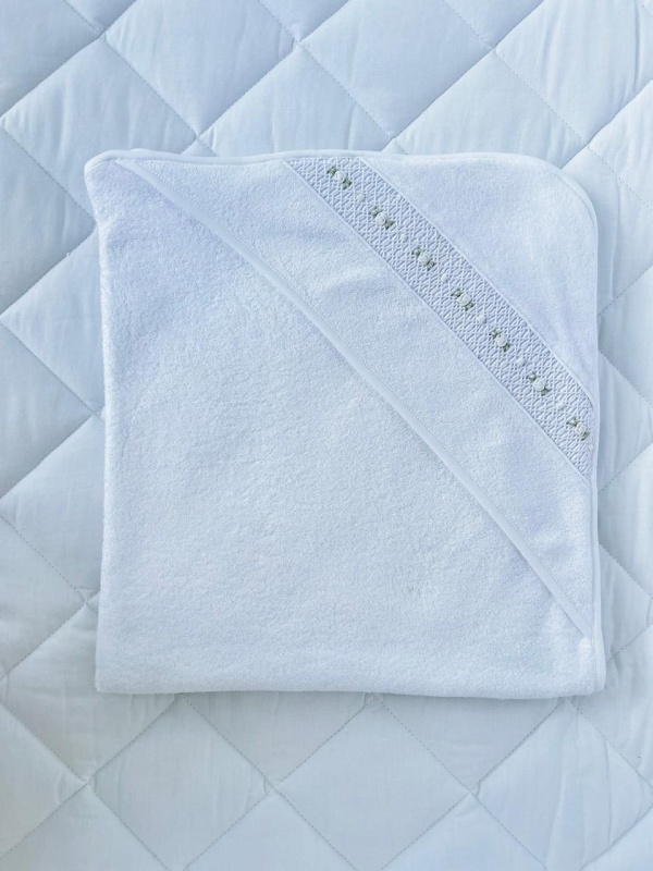 toalla flores smock blanco