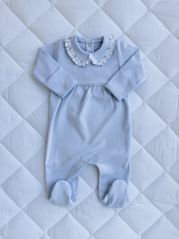 enterito con cuello smock celeste