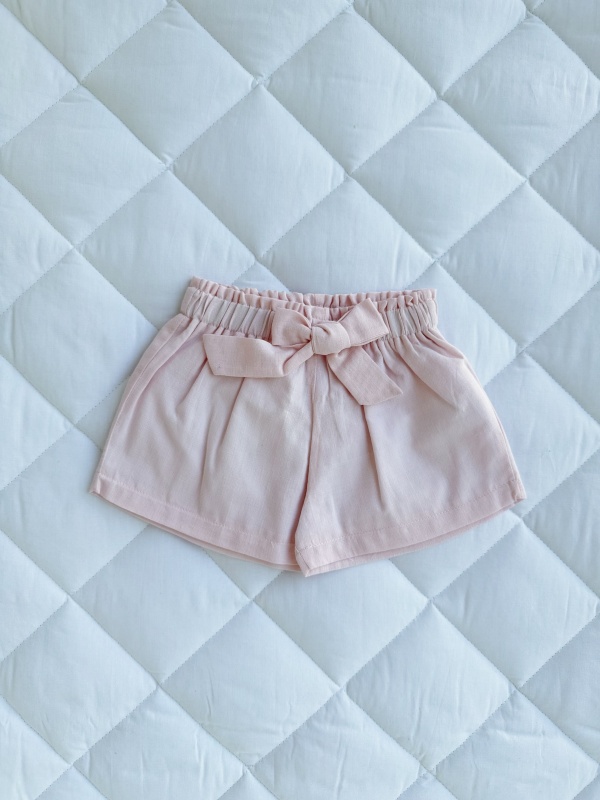 short con lazo lino rosa