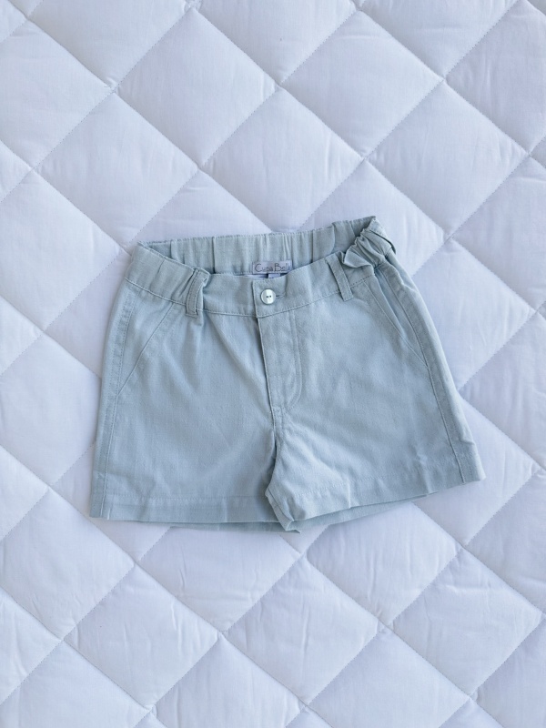 bermuda de lino celeste