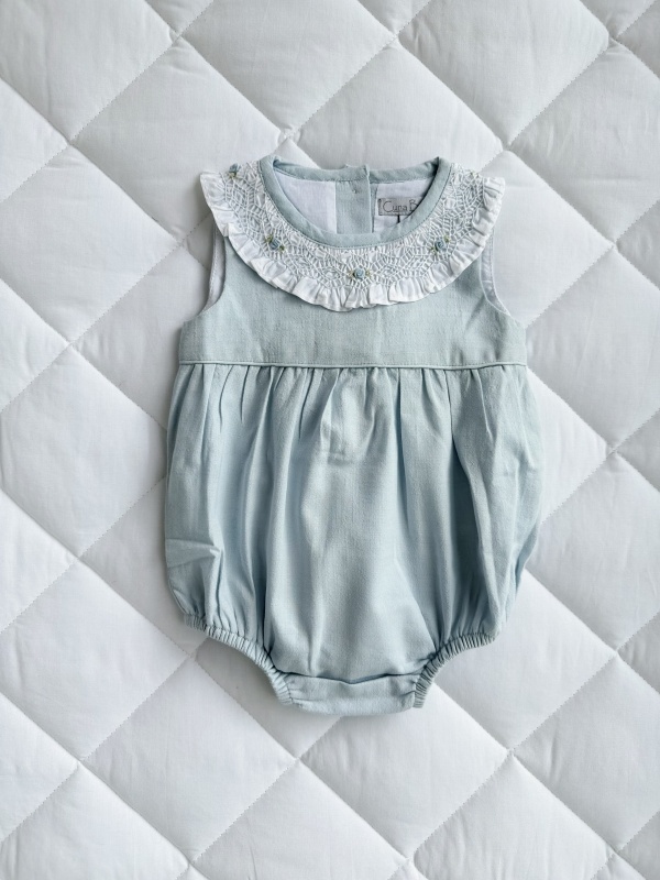 babucha cuello smock lino celeste
