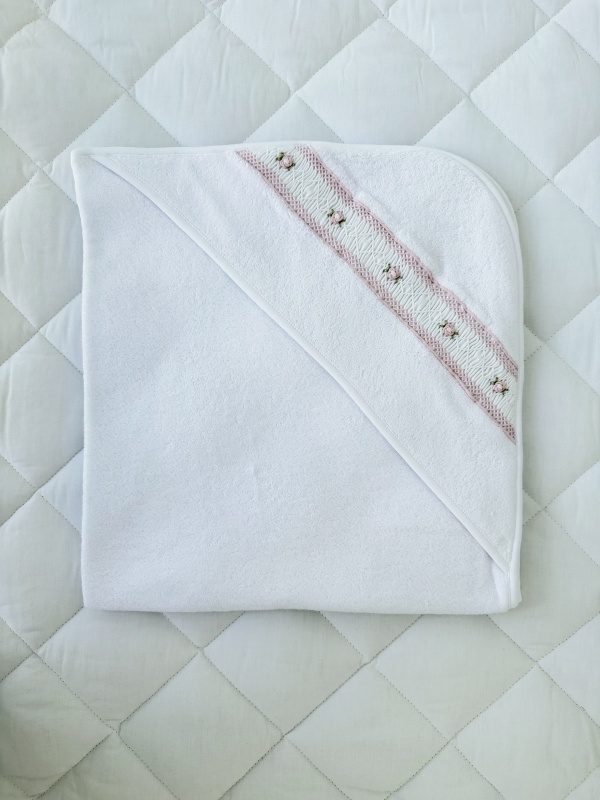toalla flores smock rosado