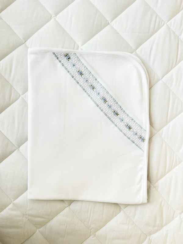 toalla flores smock celeste