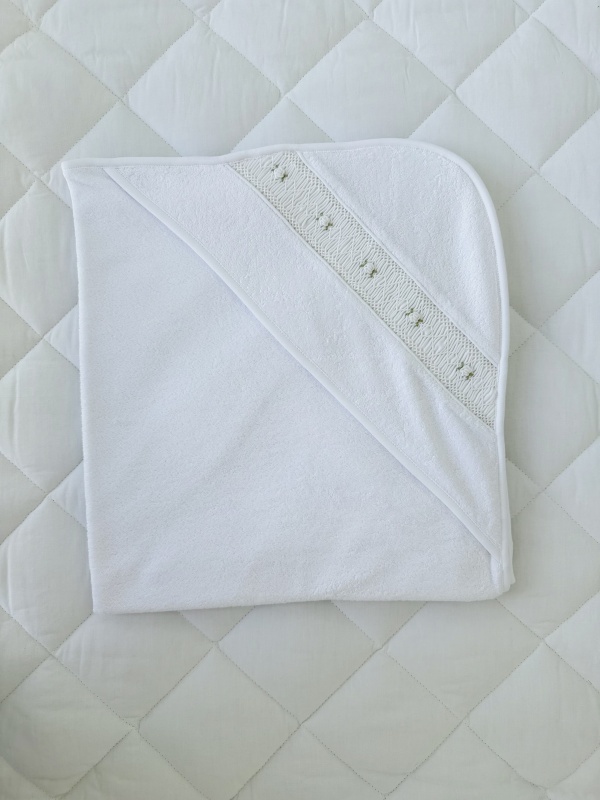 toalla flores smock blanco