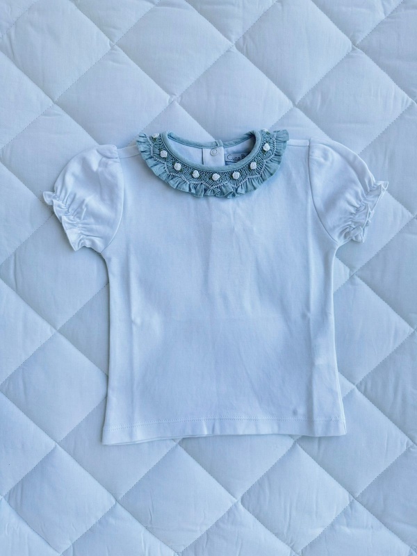 remera cuello volado pima celeste