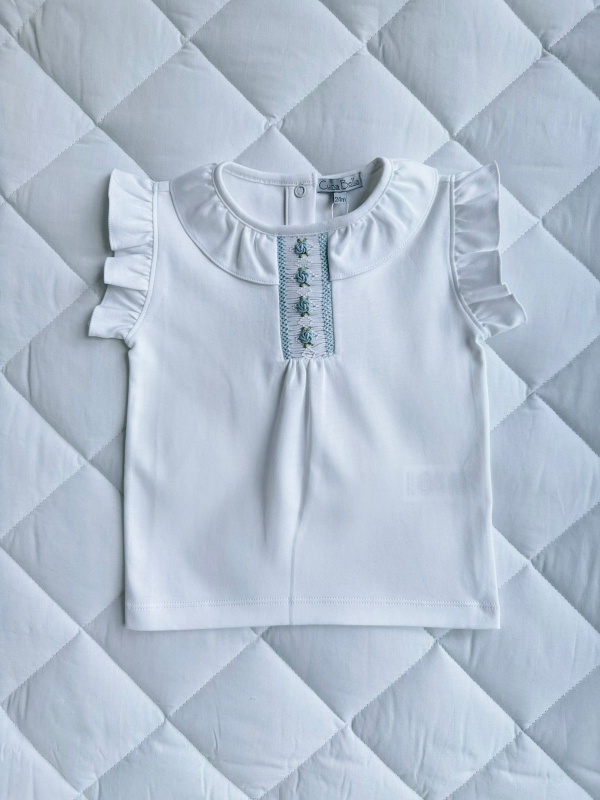 remera flores pima celeste