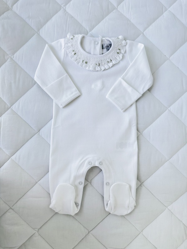 enterito cuello smock volado blanco