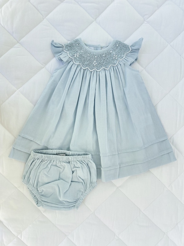 vestido josefina lino celeste