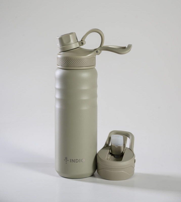 Hoppie de acero INDIO 710ML Beige con tapa pico/push