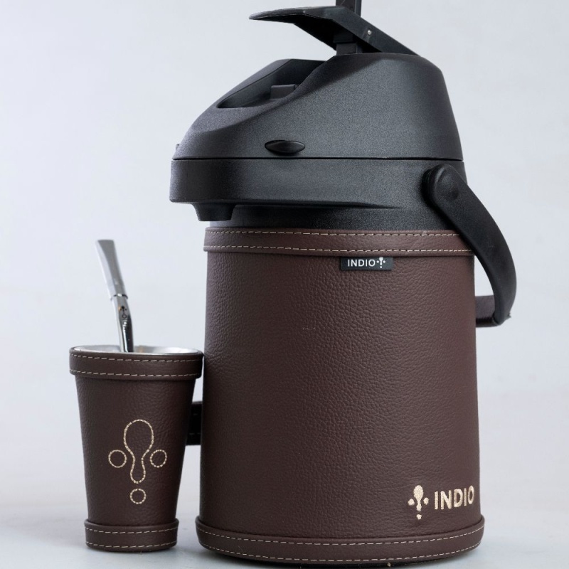 Termo 2.5l cuero y acero inoxidable INDIO
