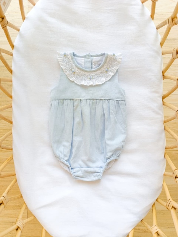 babucha cuello smock lino celeste