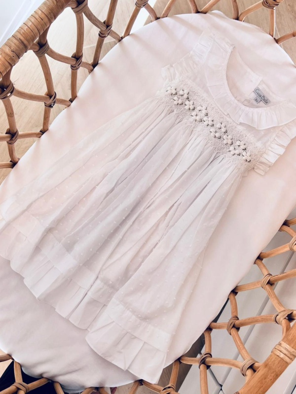 vestido smock plumeti blanco