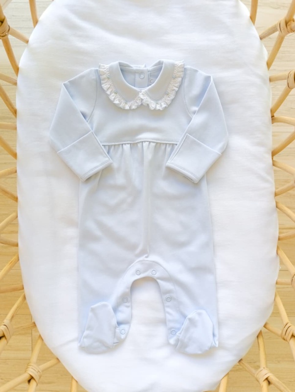 enterito con cuello smock celeste