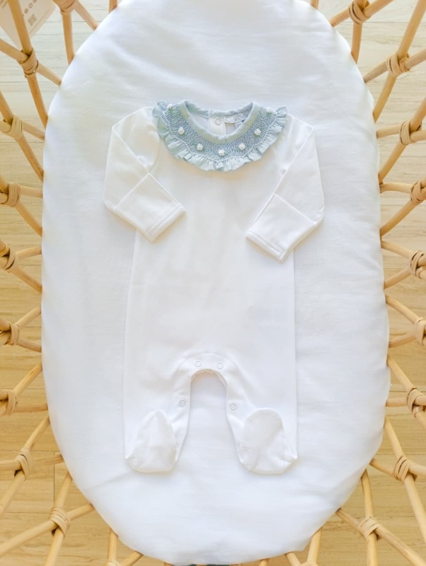 enterito cuello smock volado celeste